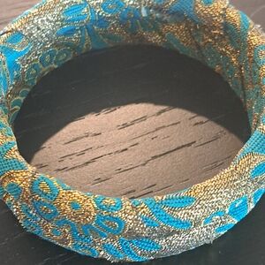 Elegant Blue and Gold Floral Bangle